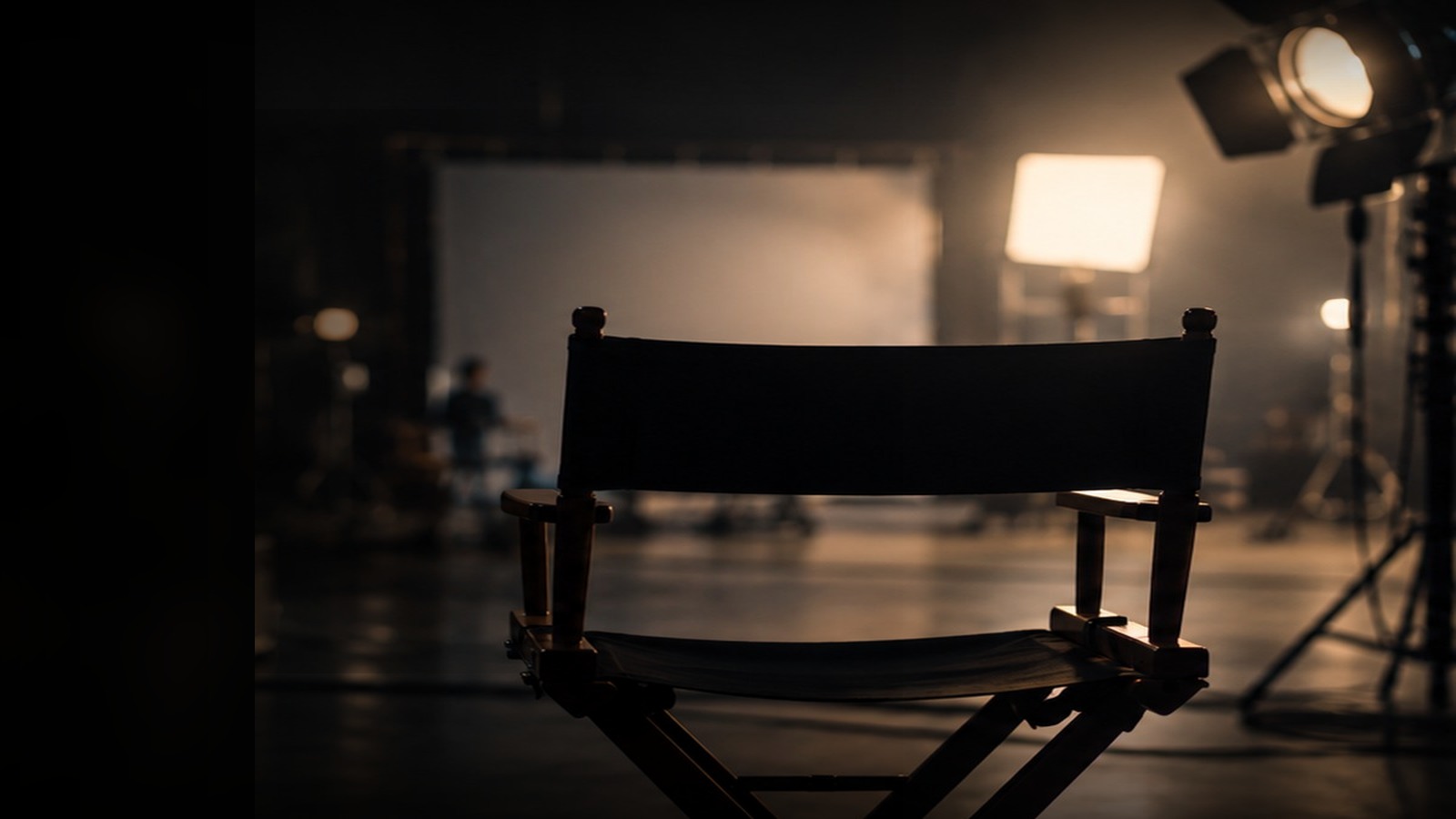 Director chair facing a film set
